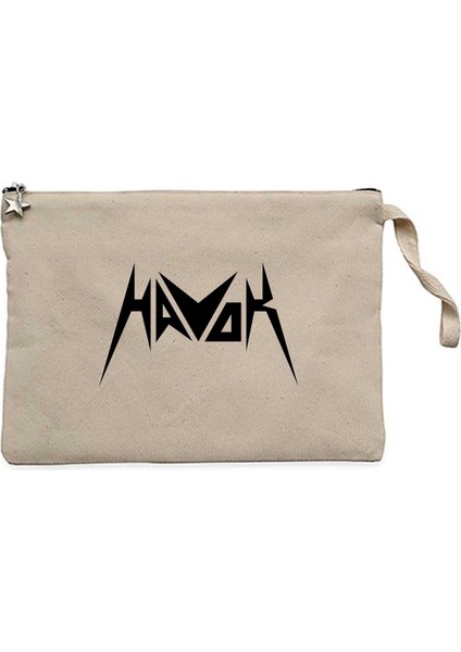 Havok Logo Krem Clutch Astarlı Cüzdan / El Çantası