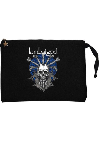 Lamb Of God Bearded Skull Siyah Clutch Astarlı Cüzdan / El Çantası