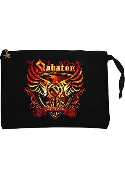 Sabaton Coat Of Arms Siyah Clutch Astarlı Cüzdan / El Çantası