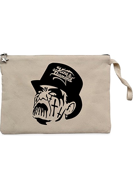 King Diamond Face Krem Clutch Astarlı Cüzdan / El Çantası