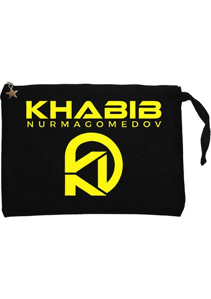 Khabib Logo Siyah Clutch Astarlı Cüzdan / El Çantası