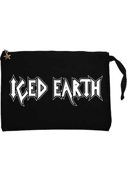 Iced Earth Logo Siyah Clutch Astarlı Cüzdan / El Çantası