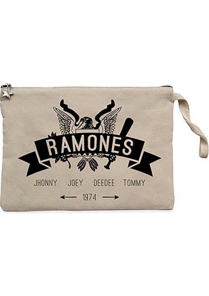 Ramones 1974 Krem Clutch Astarlı Cüzdan / El Çantası