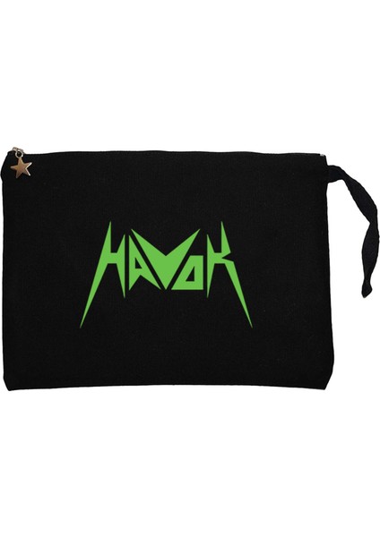 Havok Green Logo Siyah Clutch Astarlı Cüzdan / El Çantası