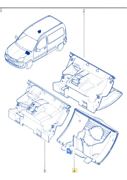 Renault Kangoo & Kangoo Express 1997-2004 Ön Torpido Küllük fiyatları