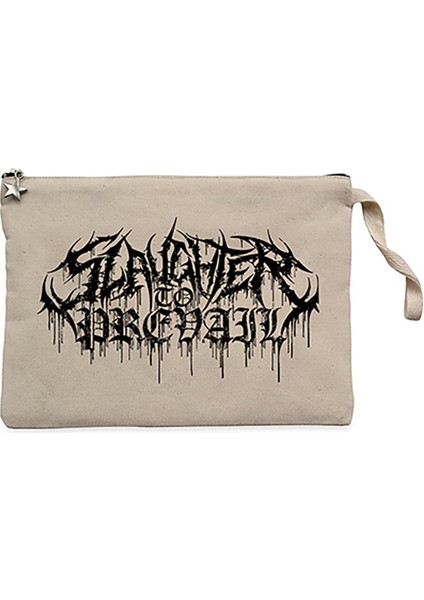Slaughter To Prevail Logo Krem Clutch Astarlı Cüzdan / El Çantası