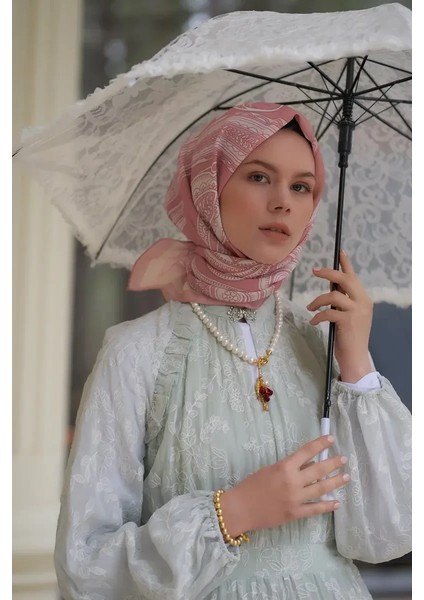 Pembe Ed Scarf Motif Desen Modal Eşarp