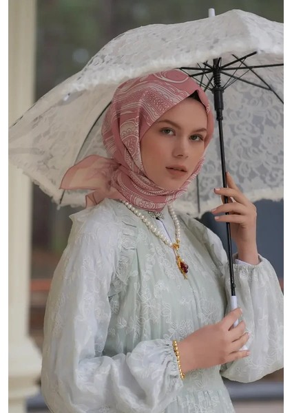 Pembe Ed Scarf Motif Desen Modal Eşarp