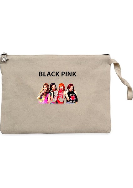 Blackpink Black Krem Clutch Astarlı Cüzdan / El Çantası