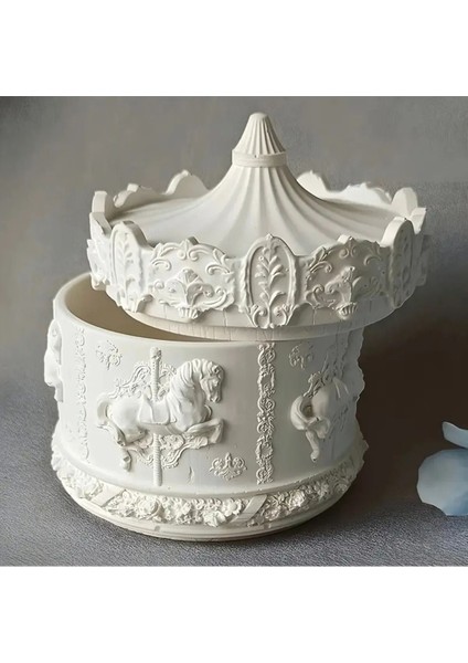 Beyaz Takı ve Mücevher Kutusu, Atlı Karınca Tasarımı, Organizer 12x10 cm