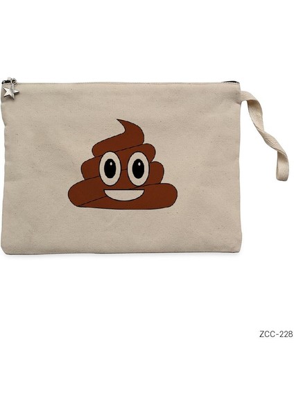 Gülen Bok Emoji Krem Clutch Astarlı Cüzdan / El Çantası
