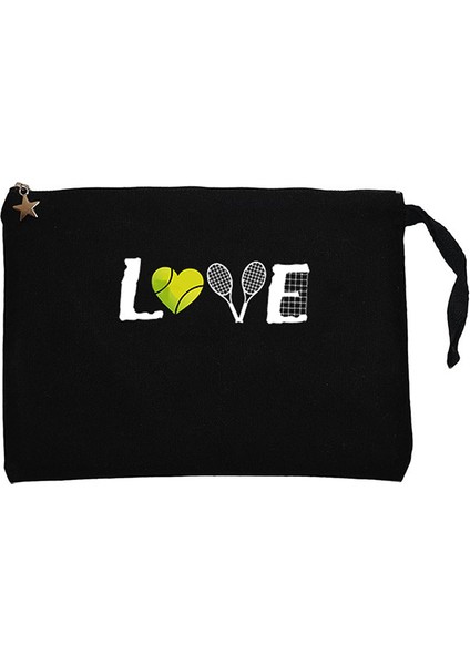 Tennis Love Siyah Clutch Astarlı Cüzdan / El Çantası