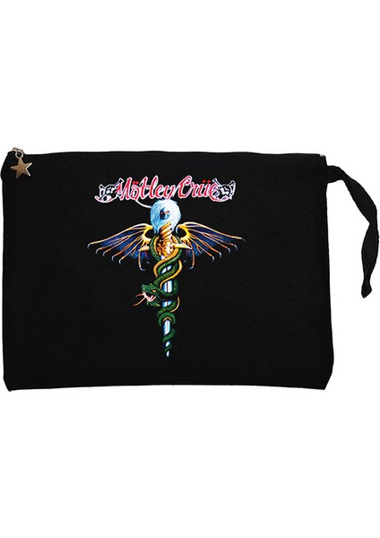 Mötley Crüe Dr. Feelgood Siyah Clutch Astarlı Cüzdan / El Çantası