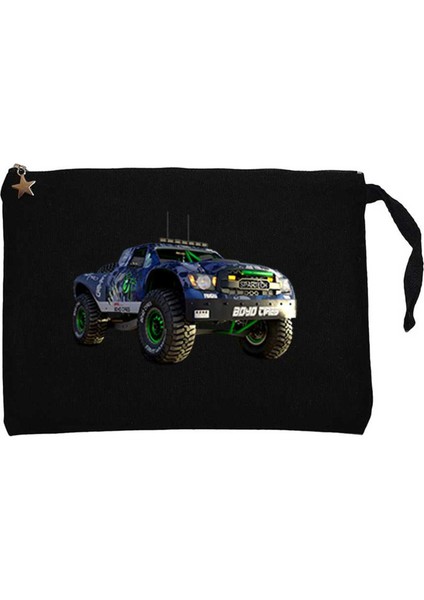 Off Road Yarış Arabası Siyah Clutch Astarlı Cüzdan / El Çantası