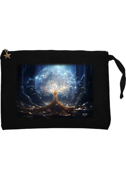 A Growing Tree Seed Siyah Clutch Astarlı Cüzdan / El Çantası