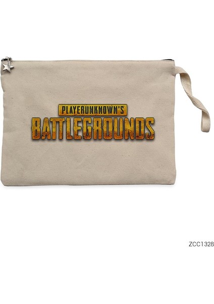 Pubg Logo Krem Clutch Astarlı Cüzdan / El Çantası