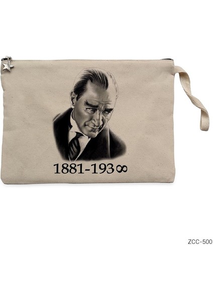 Atatürk Krem Clutch Astarlı Cüzdan / El Çantası