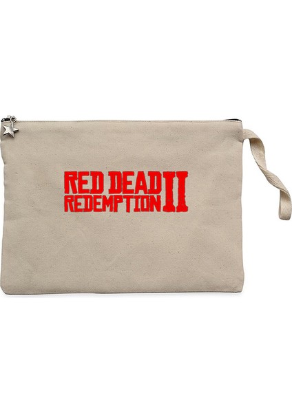 Red Dead Redemption 2 Red Text Krem Clutch Astarlı Cüzdan / El Çantası