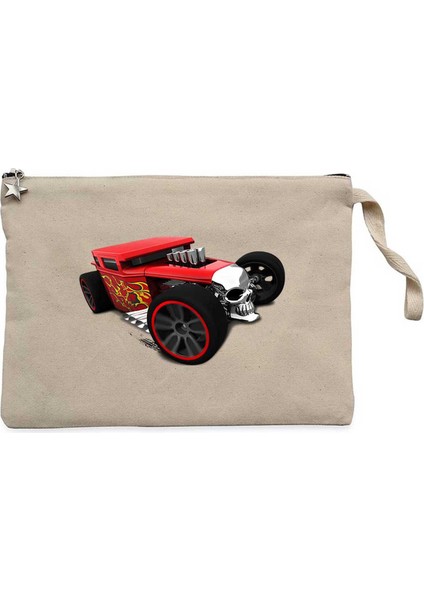 Hot Wheels Skull Car Krem Clutch Astarlı Cüzdan / El Çantası