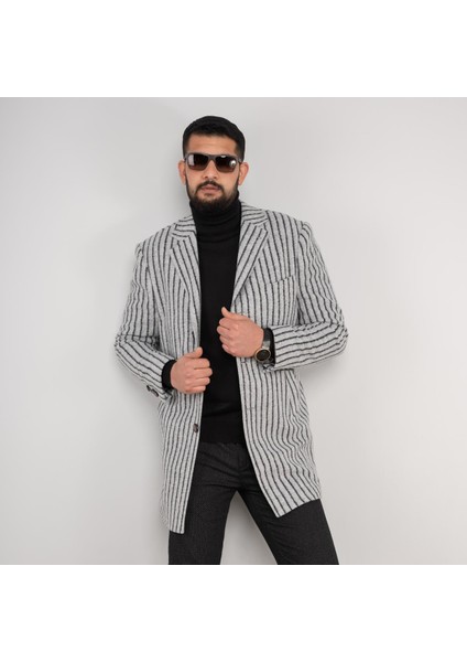 Çizgili Erkek Regular Fit Kaşe Kaban fiyatları