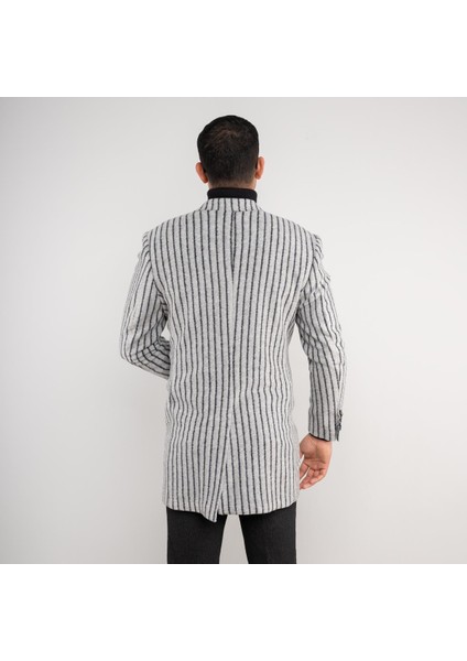 Çizgili Erkek Regular Fit Kaşe Kaban fırsatları