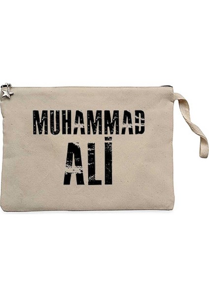 Muhammad Ali Black Text Krem Clutch Astarlı Cüzdan / El Çantası
