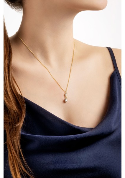 Şans Yıldızı 18 Ayar Sarı Altın Kaplama Gümüş Kolye fırsatları