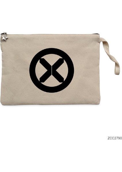 X-Men Logo Krem Clutch Astarlı Cüzdan / El Çantası