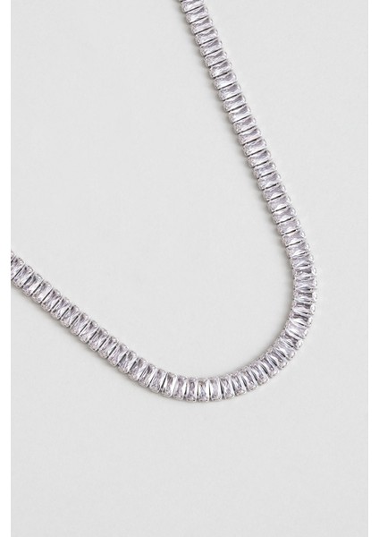 Baget Işıltısı 18 Ayar Beyaz Altın Kaplama Ayarlanabilir Gümüş Choker Kolye fiyatları
