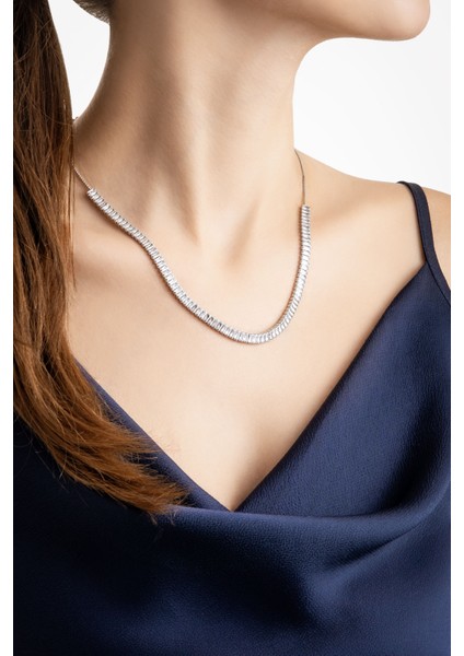 Baget Işıltısı 18 Ayar Beyaz Altın Kaplama Ayarlanabilir Gümüş Choker Kolye indirimleri