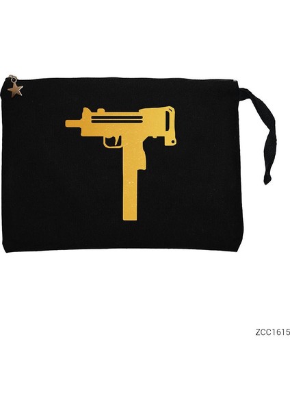 Uzi Gold Siyah Clutch Astarlı Cüzdan / El Çantası