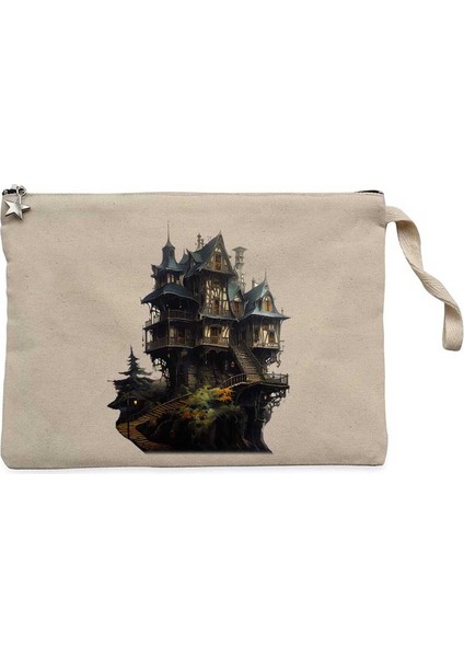 Castle In The Forest Krem Clutch Astarlı Cüzdan / El Çantası