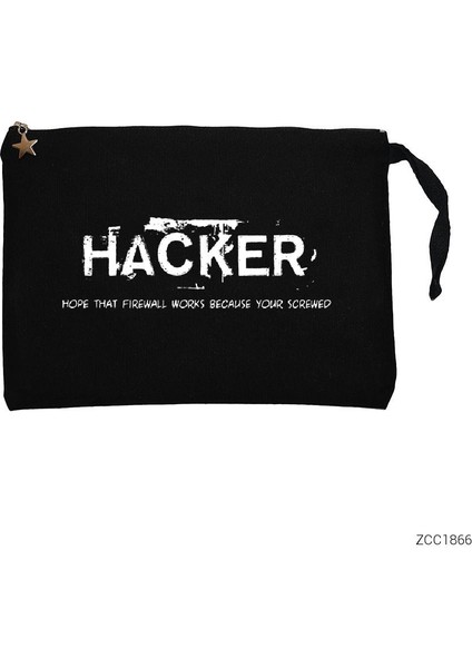 Hacker Firewall Siyah Clutch Astarlı Cüzdan / El Çantası