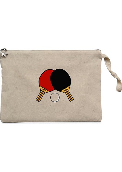 Ping Pong Rackets Colored Krem Clutch Astarlı Cüzdan / El Çantası