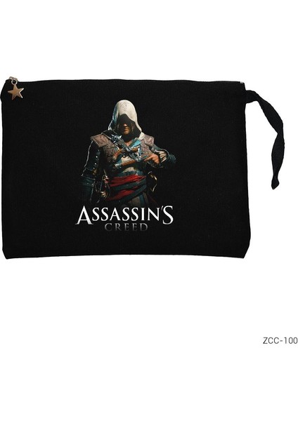 Assassins Creed Siyah Clutch Astarlı Cüzdan / El Çantası