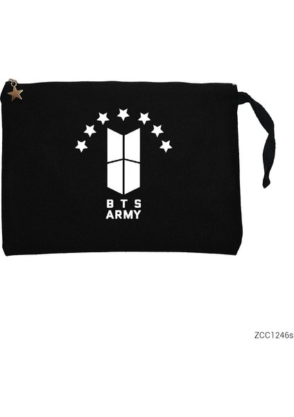 Bts 7 Yıldız Logo Siyah Clutch Astarlı Cüzdan / El Çantası