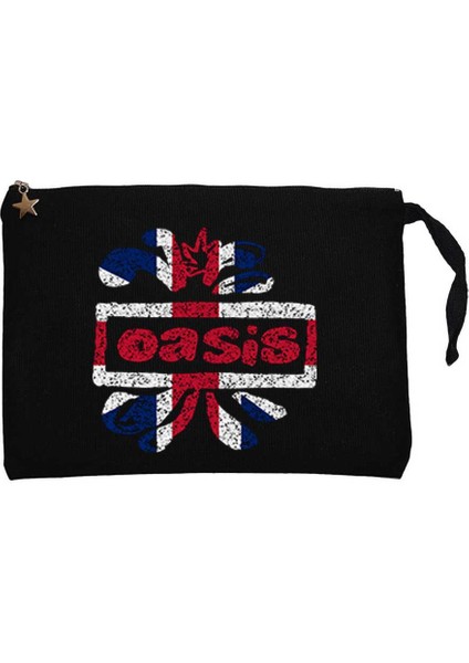 Oasis Logo Siyah Clutch Astarlı Cüzdan / El Çantası