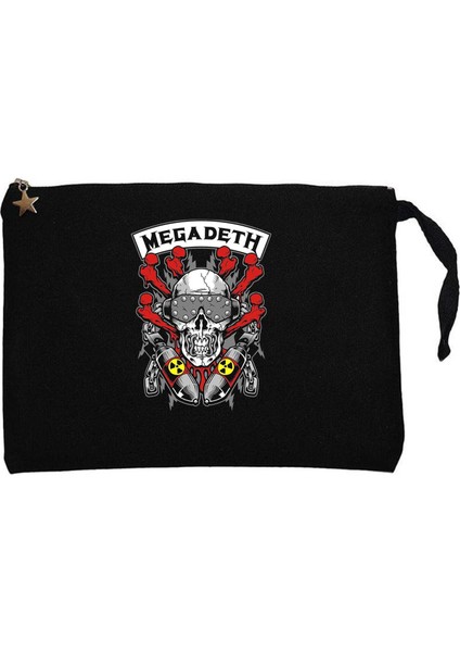 Megadeth Skull And Chemical Bomb Siyah Clutch Astarlı Cüzdan / El Çantası