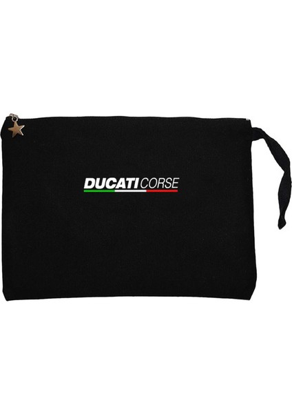Ducat Corse Text Siyah Clutch Astarlı Cüzdan / El Çantası