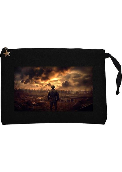 Iı. World War Soldier Siyah Clutch Astarlı Cüzdan / El Çantası