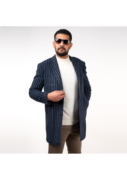 Çizgili Erkek Regular Fit Kaşe Kaban fiyatları