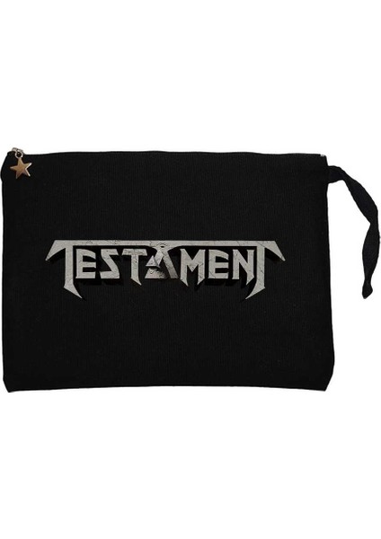 Testament Logo Siyah Clutch Astarlı Cüzdan / El Çantası