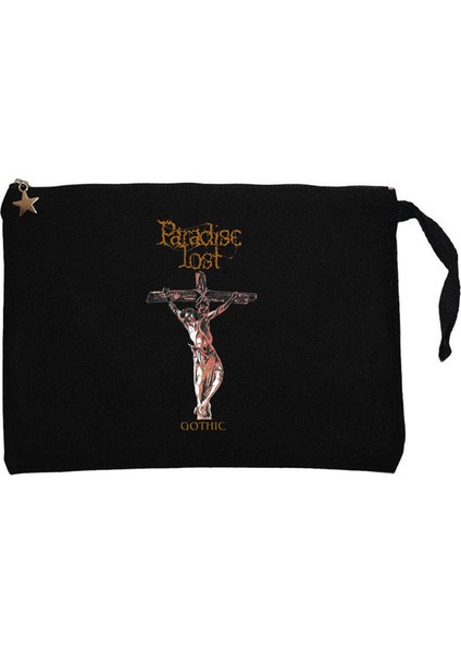 Paradise Lost Gothic Siyah Clutch Astarlı Cüzdan / El Çantası