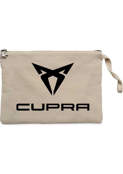 Kubra Logo Text Krem Clutch Astarlı Cüzdan / El Çantası