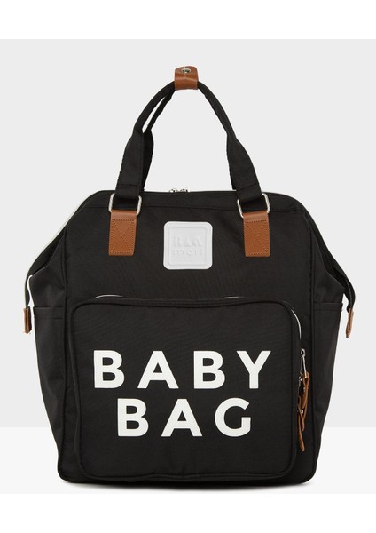 Siyah Baby Bag Baskılı Cepli Anne Bebek Bakım Sırt Çantası M000005163