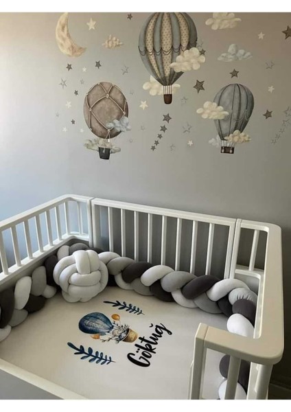 240 cm 3 Örgü Beşik Korumalı Antrasit - Beyaz - Açık Gri ( Anne Yanına Uygundur ) fiyatları