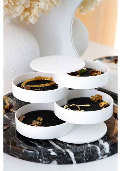 4 Katlı Dönebilir Silindir Takı ve Makyaj Organizeri, Şık ve Fonksiyonel Tasarım fiyatları