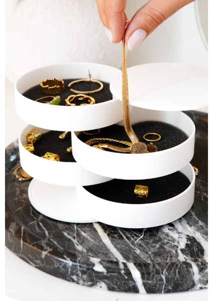 4 Katlı Dönebilir Silindir Takı ve Makyaj Organizeri, Şık ve Fonksiyonel Tasarım fırsatları