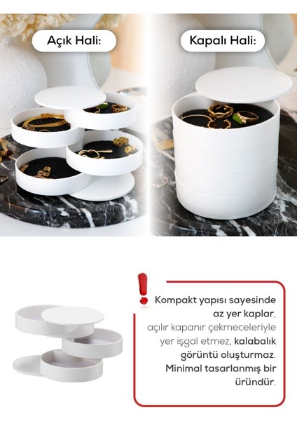 4 Katlı Dönebilir Silindir Takı ve Makyaj Organizeri, Şık ve Fonksiyonel Tasarım indirimleri