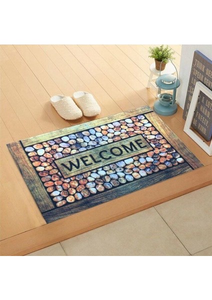 Home Trendy Kapı Paspas 45X75CM Welcome Taş Iç Dış Mekan 1 Adet